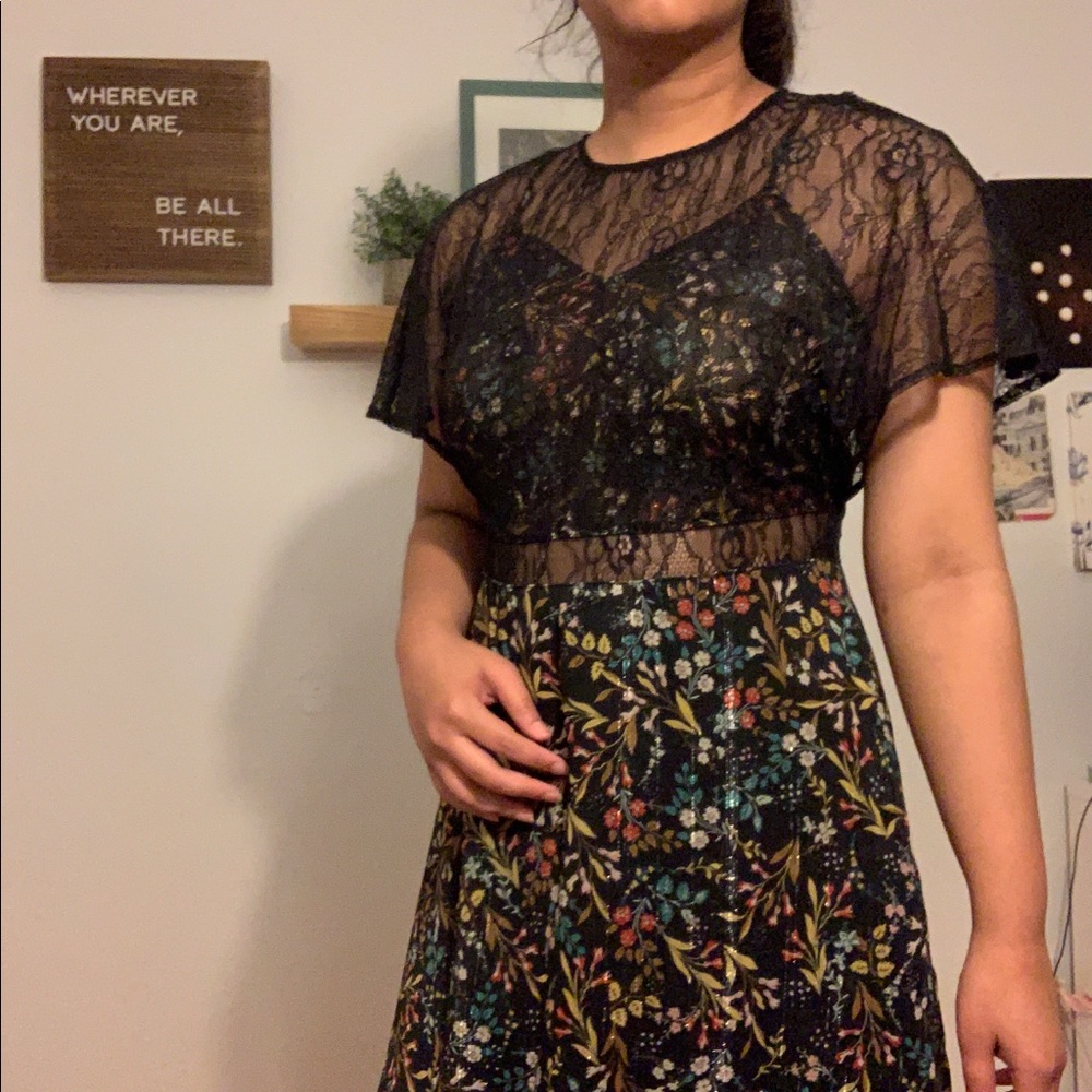 Zara Z1975 Collection Black Lace & Floral Dress